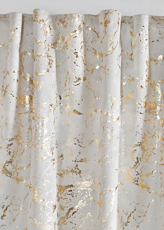 Draperie de întunecare cu print lucios și suprafață catifelată, disponibilă și la lungime extra (set/1 buc.) • crem/auriu • magazin bonprix