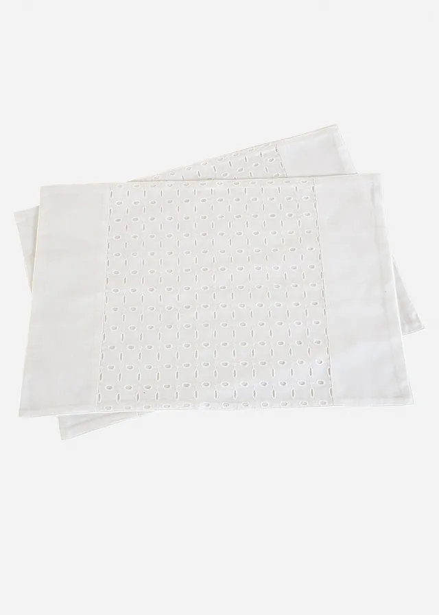 Set accesorii masă din bumbac organic, cu broderie (set 2 buc.)