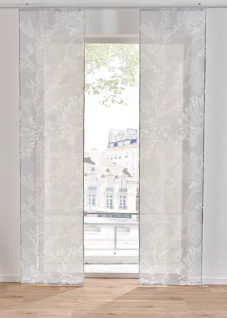 Voilage coulissant à imprimé floral (1 pce) • gris/blanc • Boutique bonprix