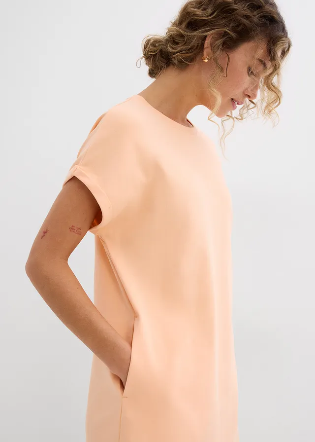 Rochie mini din material greu Interlock • roz melba • magazin bonprix