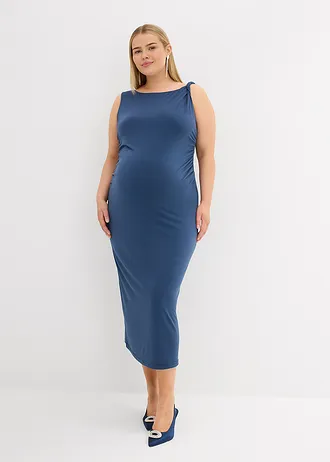 Těhotenské a kojící šaty 2 v 1, s postranními zipy, barva: hlubinná modrá