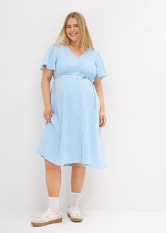 Těhotenské a kojící šaty s knoflíkovou lištou, barva: světle modrá