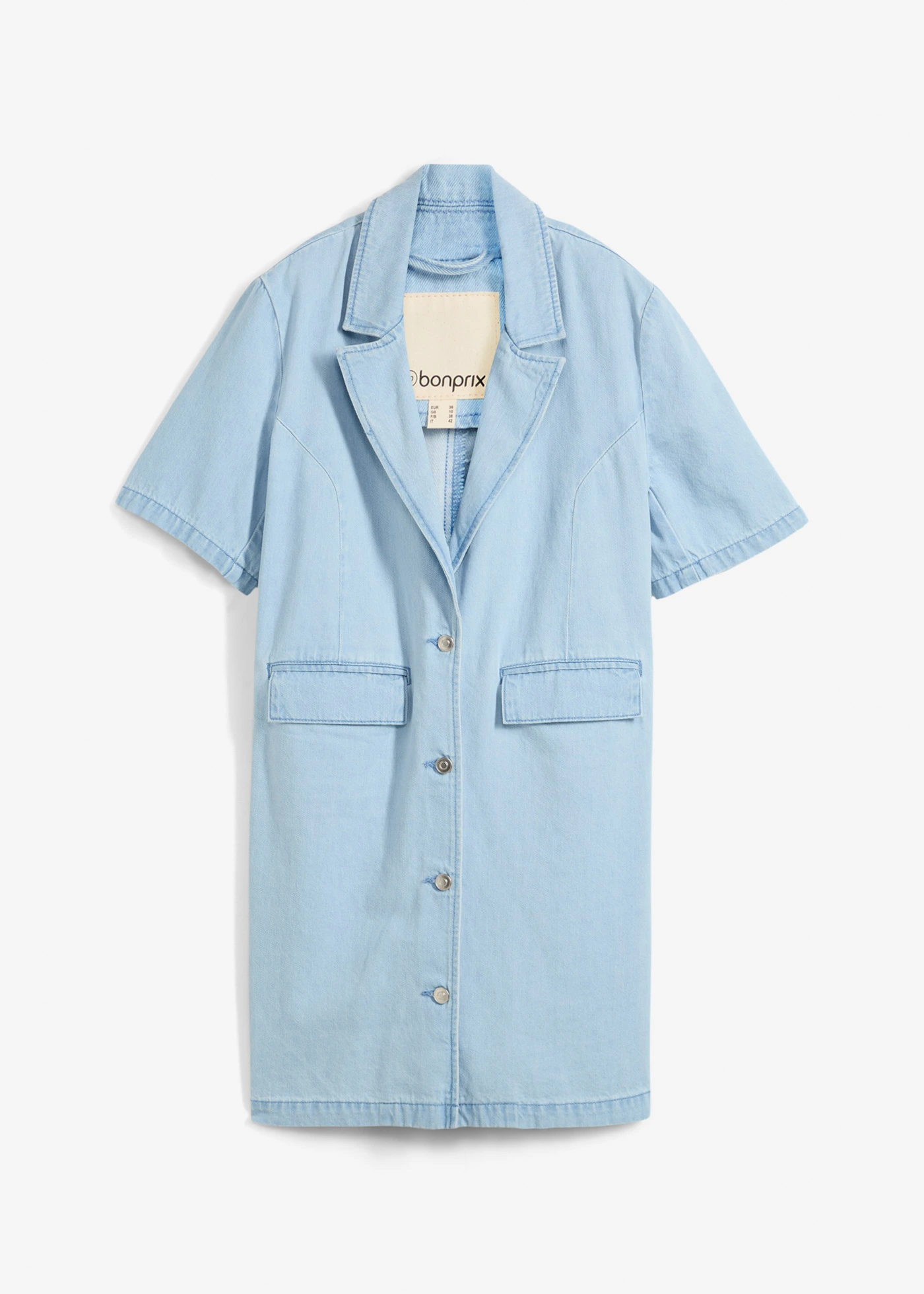 Lange spijkerjas • ijsblauw denim • bonprix online shop