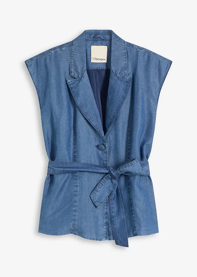 Mouwloze blazer van lyocell • blue stone • bonprix online shop
