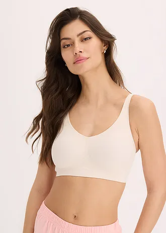 Soutien-gorge Feel Comfort rembourré, sans armatures, découpes laser, Jelly Gel • beige sable • Boutique bonprix