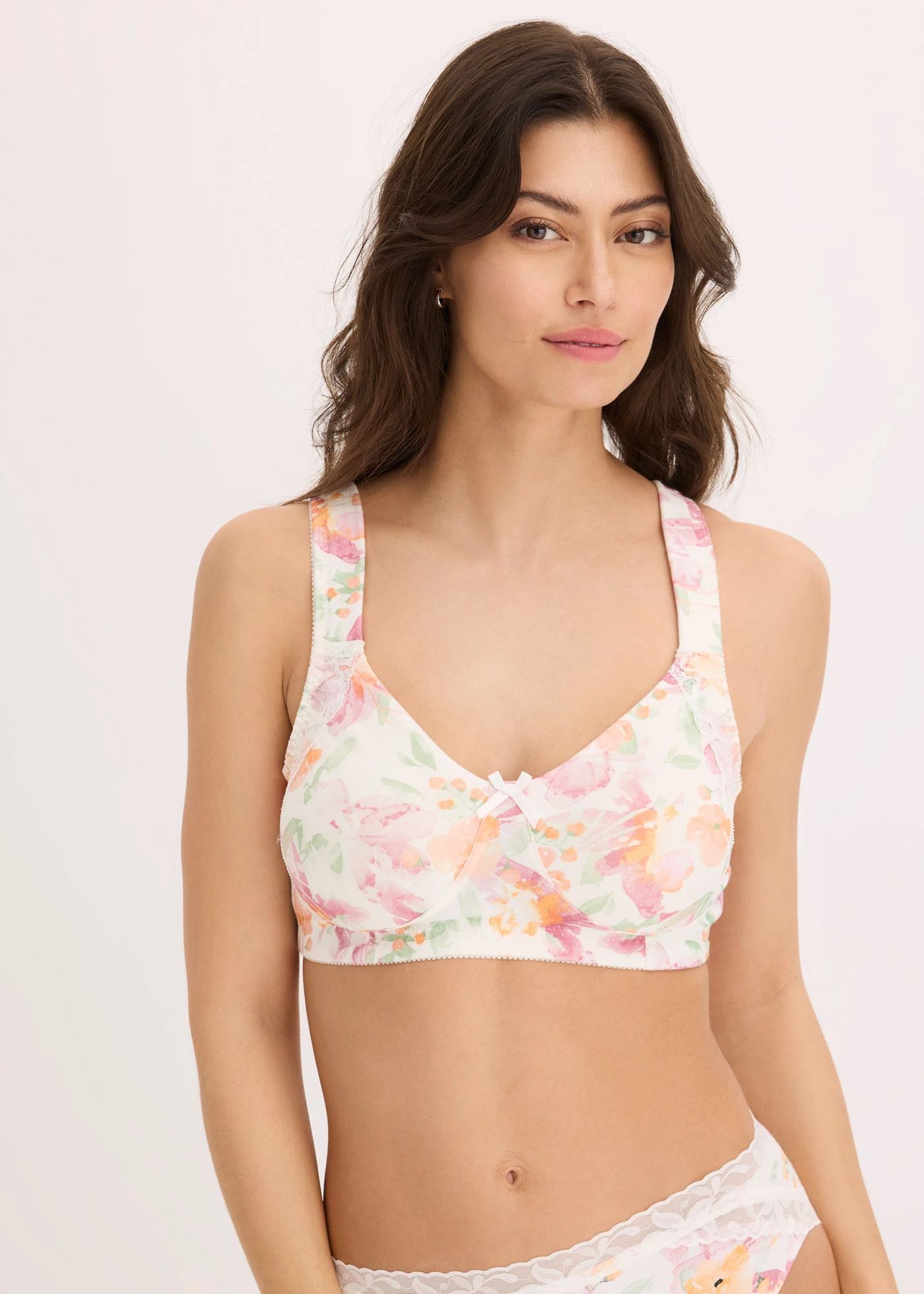 Minimizer bh zonder beugels met biologisch katoen (set van 2) • wolwit gebloemd + bessensorbet • bonprix online shop