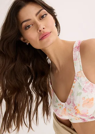 Minimizer bh zonder beugels met biologisch katoen (set van 2) • wolwit gebloemd + bessensorbet • bonprix online shop