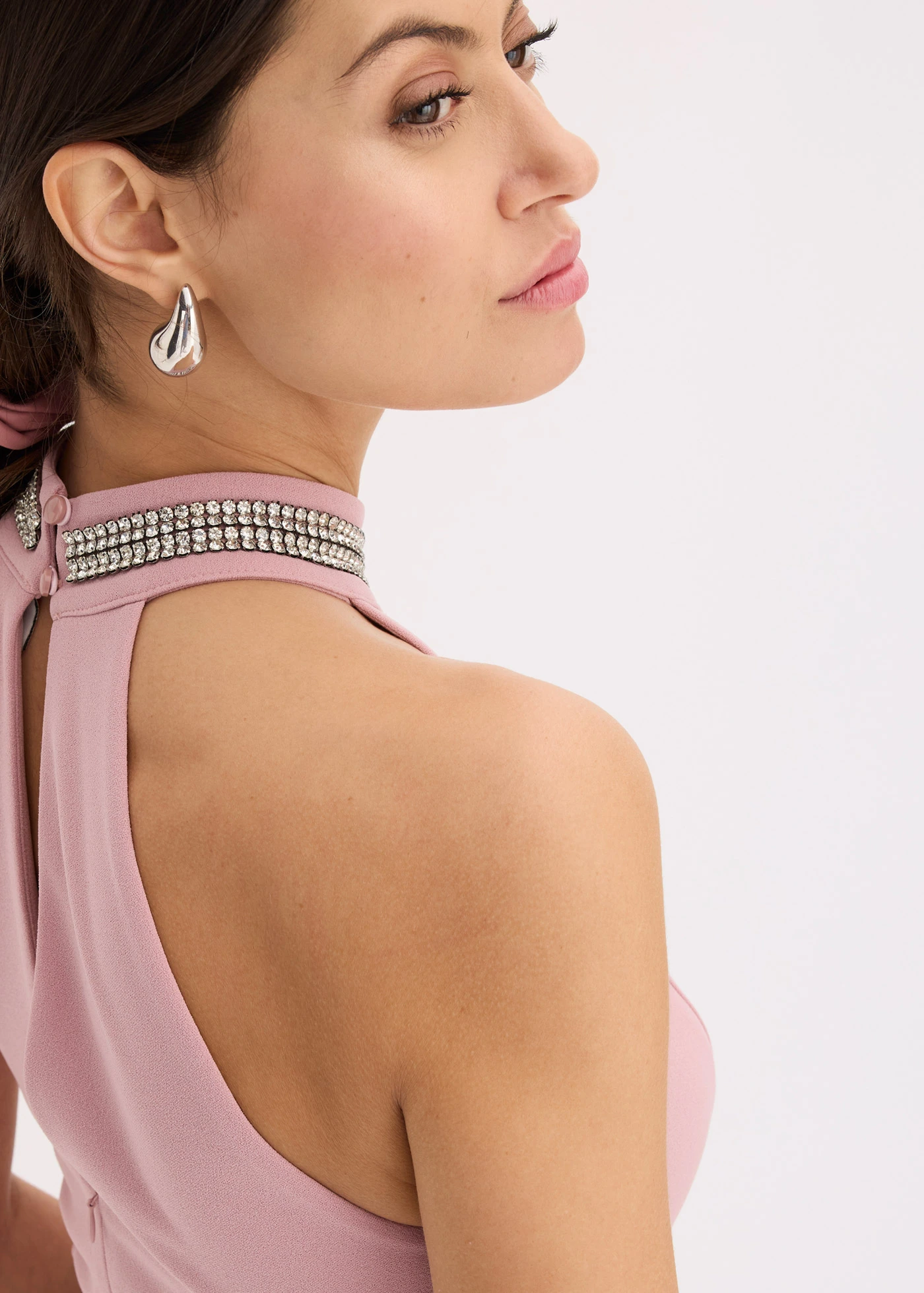 Midi jurk van gestructureerde crêpe • roze • bonprix online shop