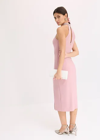 Midi jurk van gestructureerde crêpe • roze • bonprix online shop