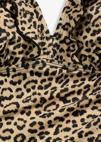 Badpak met volants • beige met luipaardprint • bonprix online shop