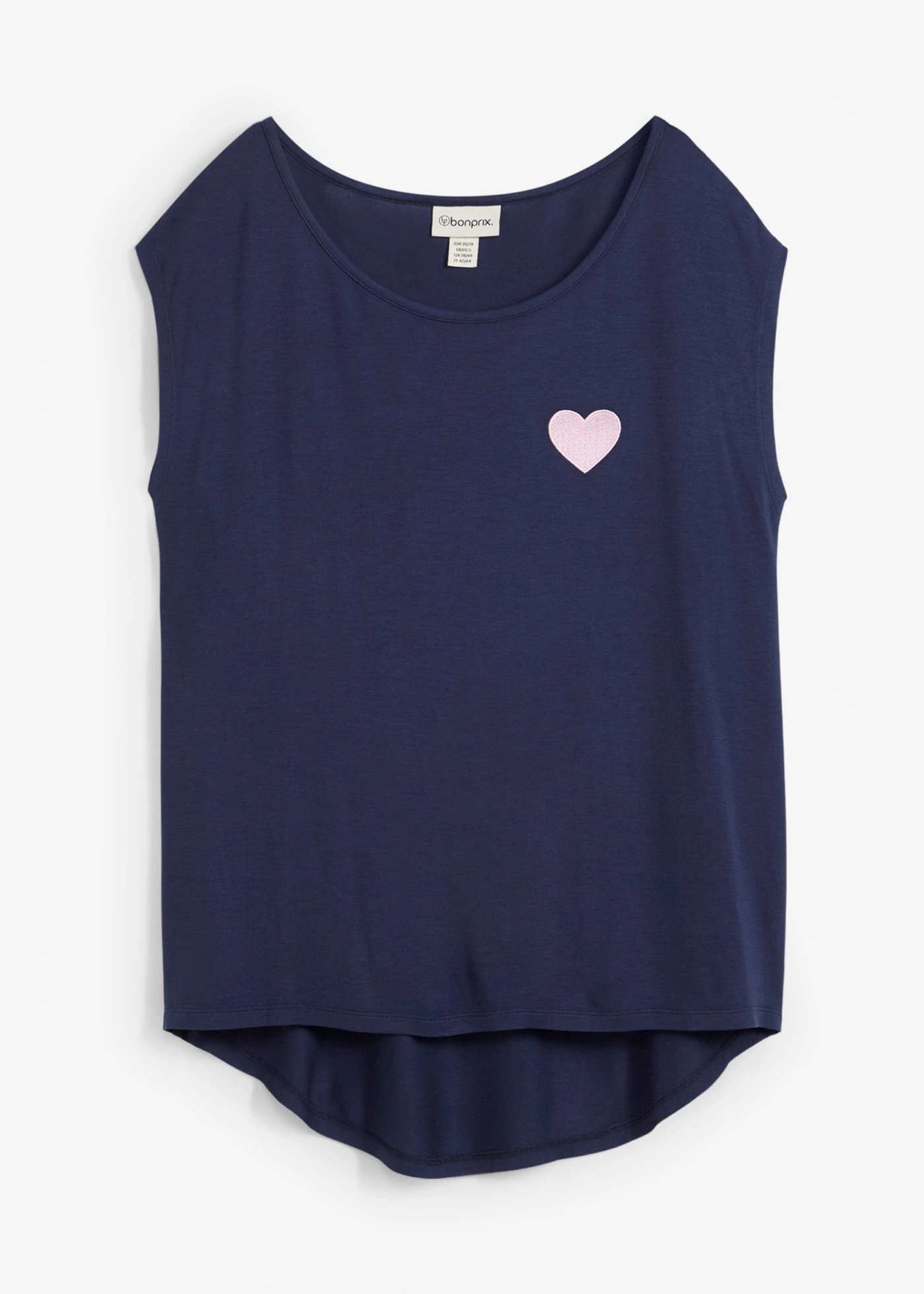 High-low shirt in een soepele viscosemix • donkerblauw/kristalroze • bonprix online shop