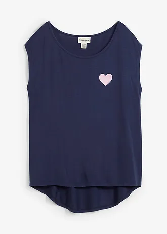 High-low shirt in een soepele viscosemix • donkerblauw/kristalroze • bonprix online shop