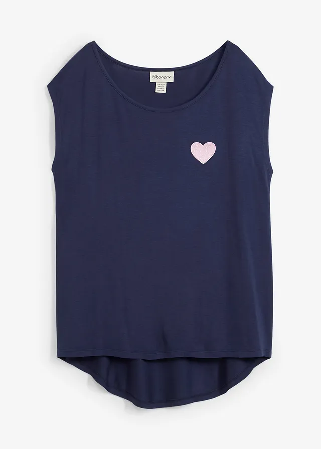 High-low shirt in een soepele viscosemix • donkerblauw/kristalroze • bonprix online shop