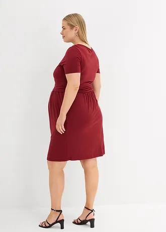 2-in-1 viscose zwangerschapsjurk met discrete borstvoedingsfunctie, Kleur: granaatappel