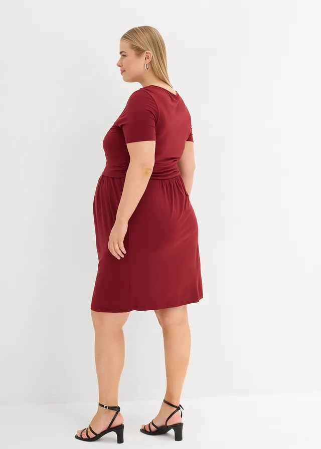 Robe de grossesse 2en1 en viscose, fonction allaitement discrète, Couleur: grenade