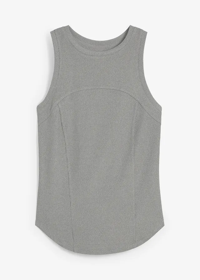 Tanktop met siernaden • lichtgrijs gemêleerd • bonprix online shop
