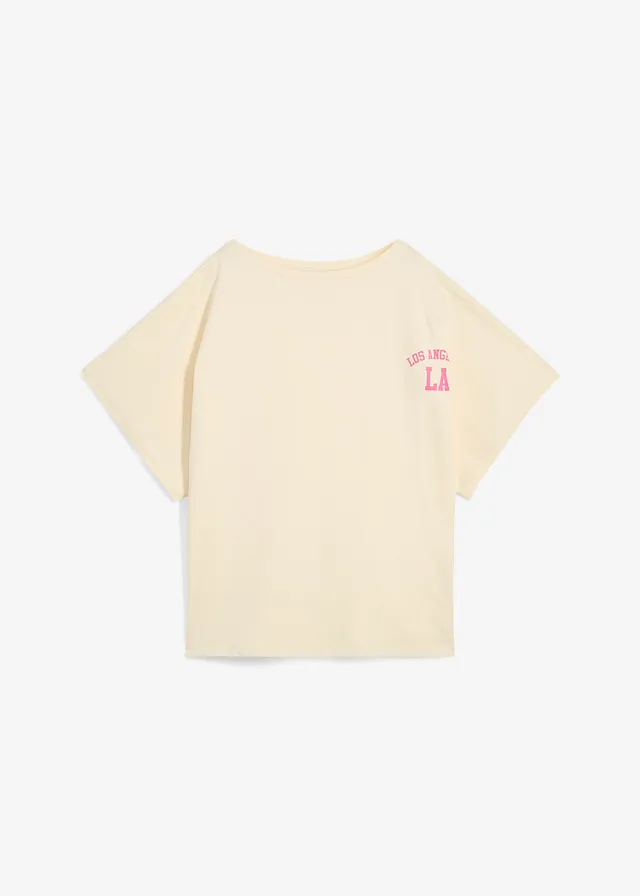 T-shirt oversize • kremowy • sklep bonprix