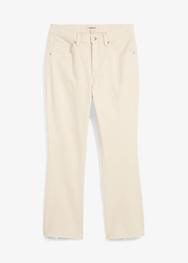 Jean bootcut taille haute, cropped, Couleur: beige naturel