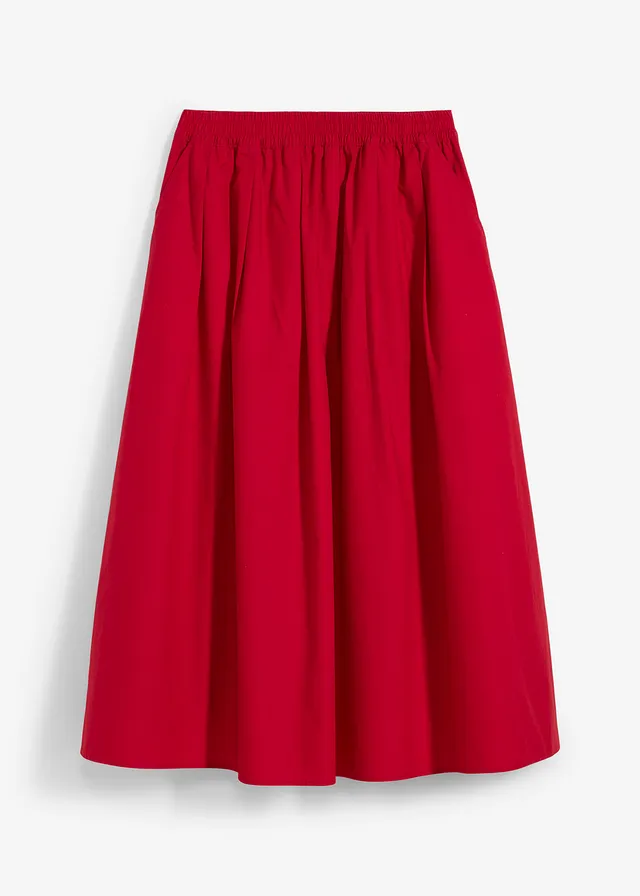 Midi sukňa z čistej bavlny • čili červená • obchod bonprix