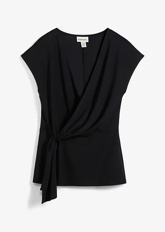 Top en Punto di Roma, Couleur: noir