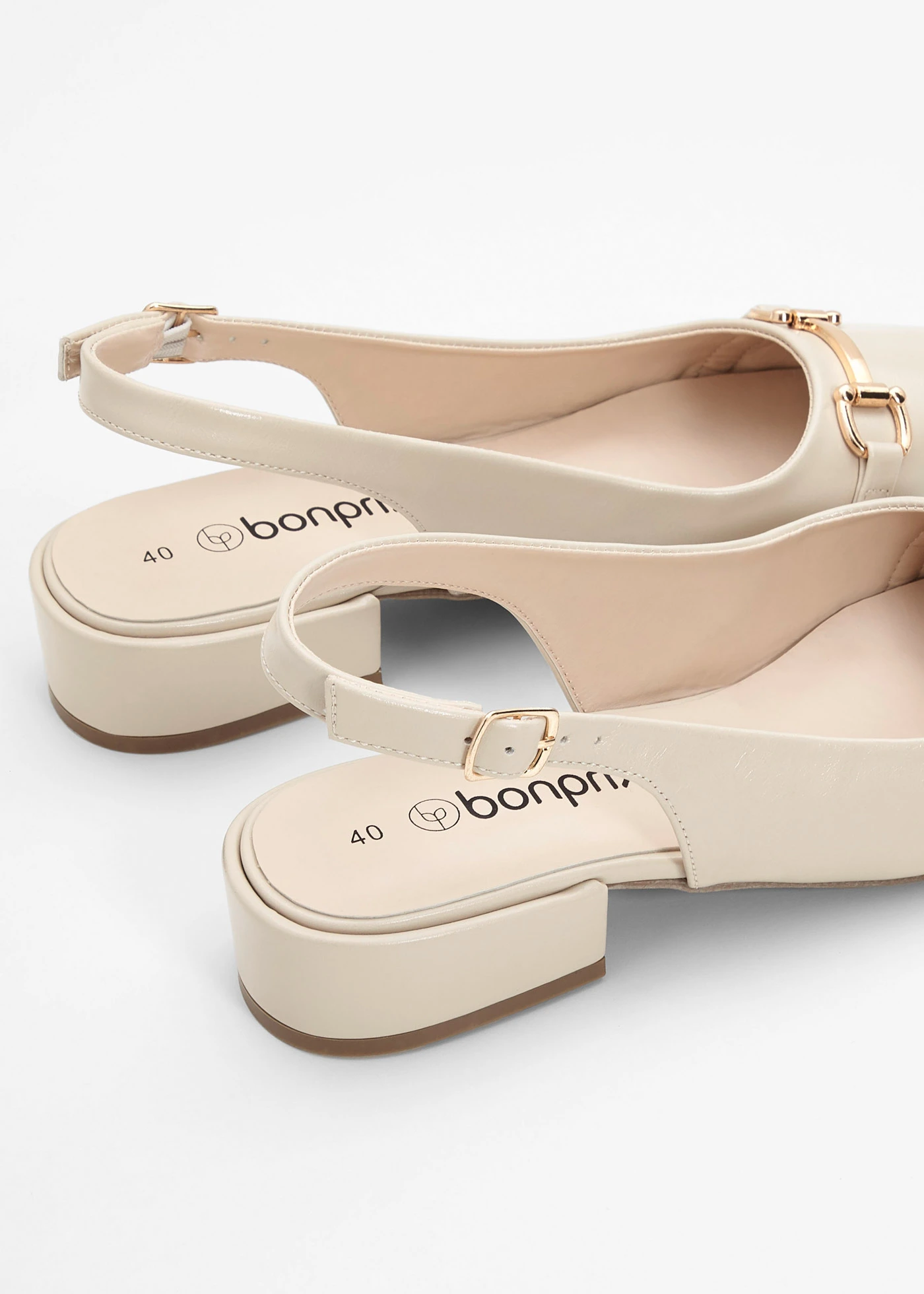Slingback pumps met platte hak • beige • bonprix online shop