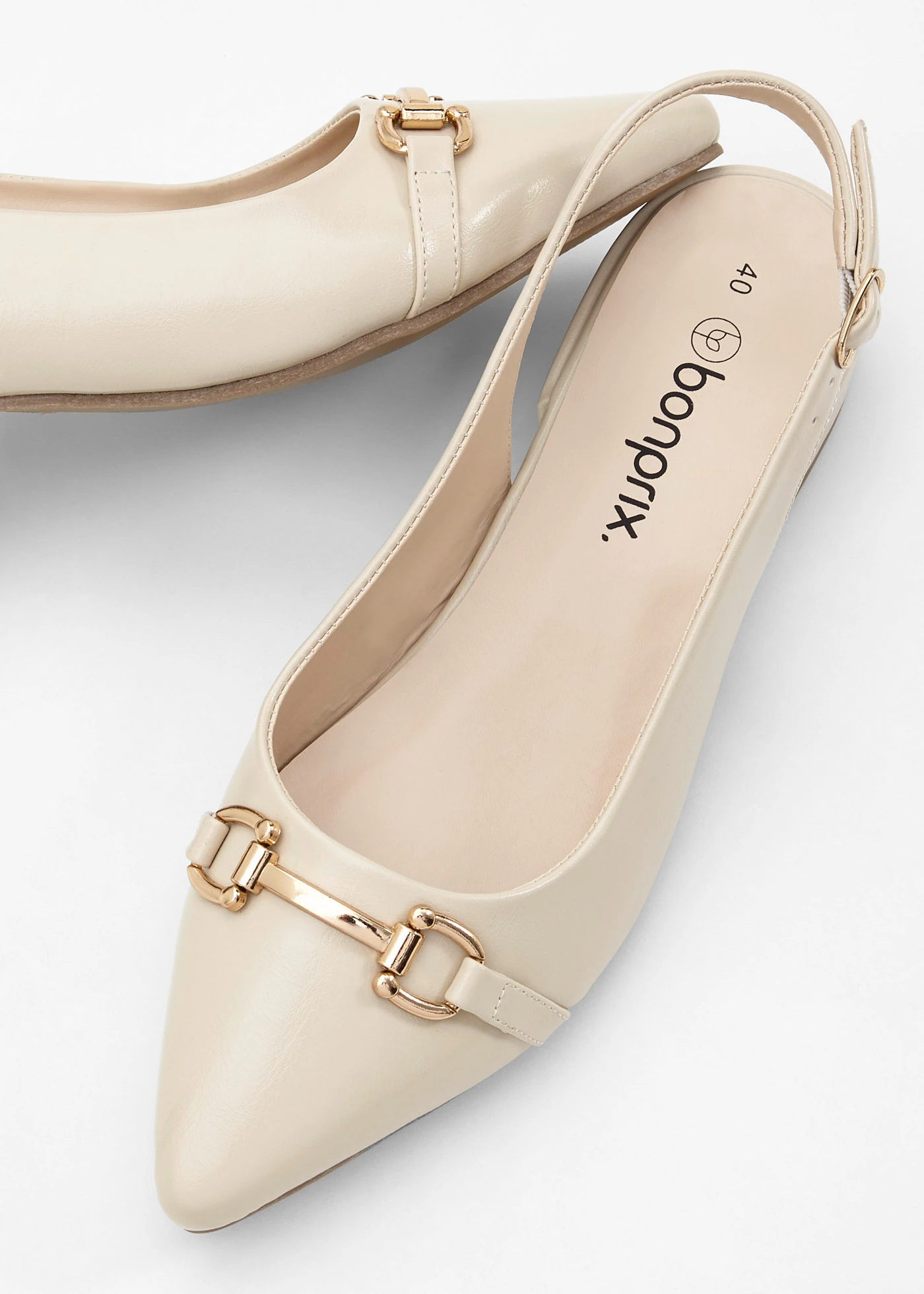 Slingback pumps met platte hak • beige • bonprix online shop