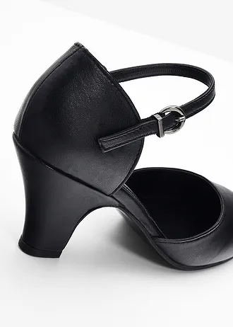 Strappy pumps van leer • zwart • bonprix online shop