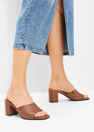 Leren slippers • cognac • bonprix online shop