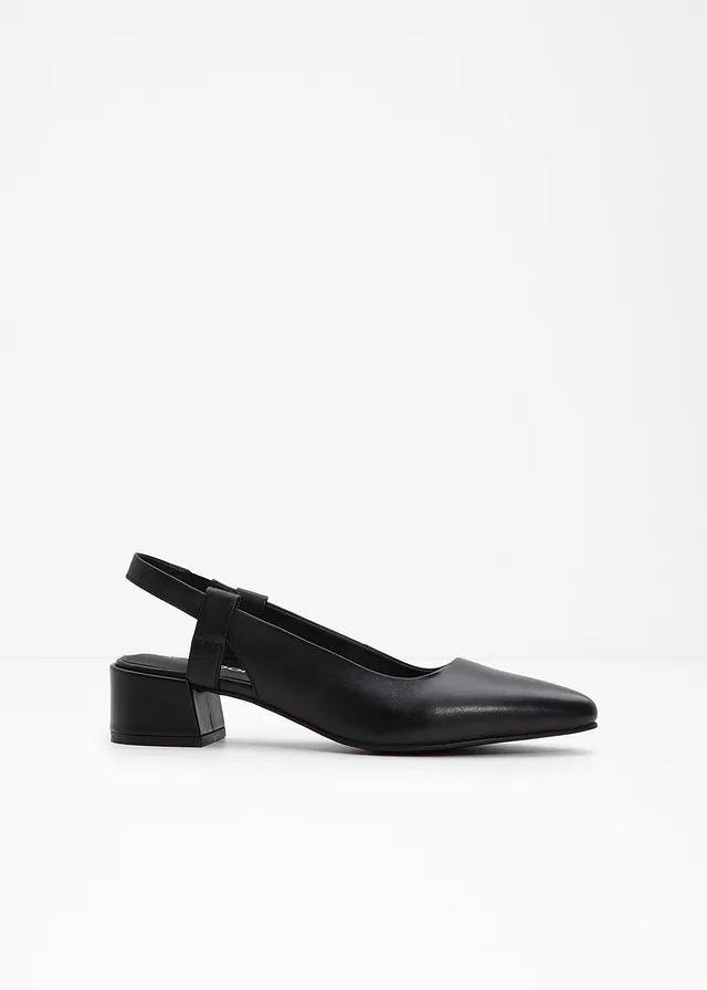 Leren slingback pumps • zwart • bonprix online shop