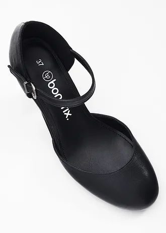 Strappy pumps van leer • zwart • bonprix online shop