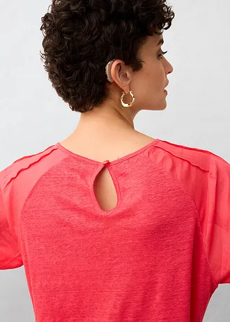 Lněné tričko s balonovými rukávy • rajská pink • bonprix obchod