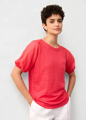 Lněné tričko s balonovými rukávy • rajská pink • bonprix obchod