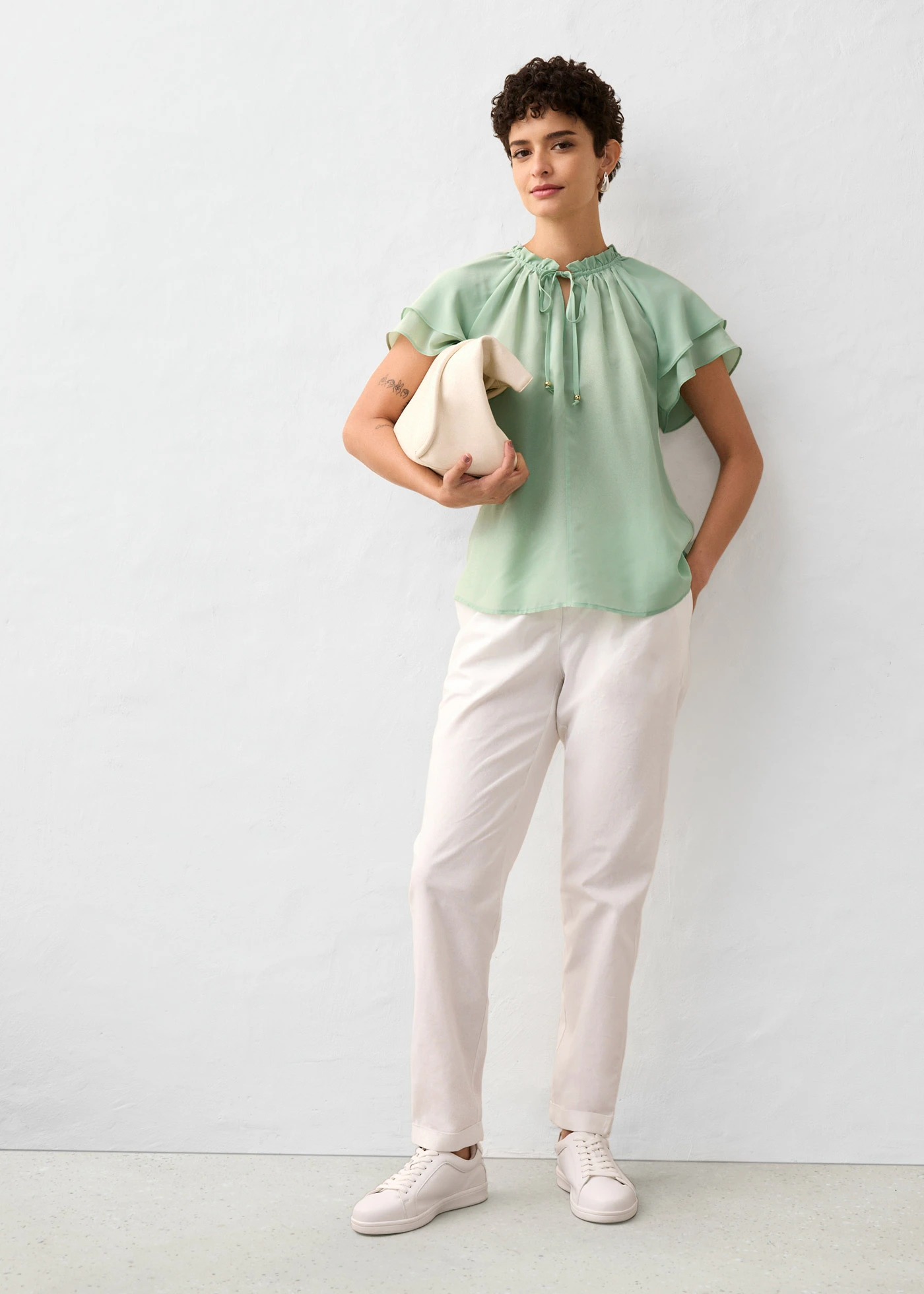 Tunika s podílem hedvábí • světle rákosová • bonprix obchod