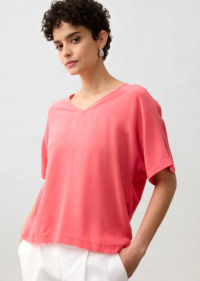 T-shirt avec soie et empiècement tissé • rose paradis • product-page.page-title-suffix