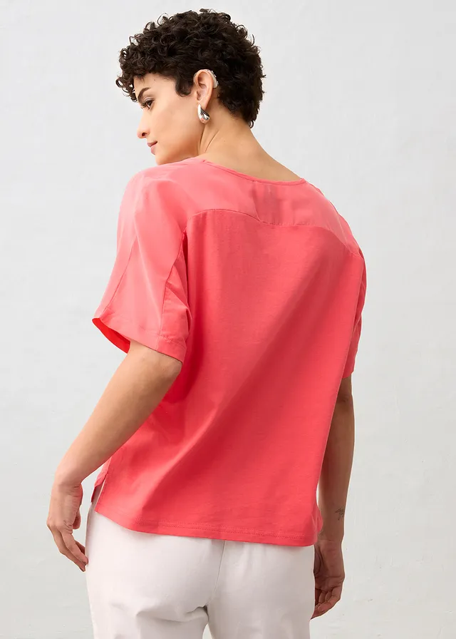 T-shirt avec soie et empiècement tissé • rose paradis • product-page.page-title-suffix