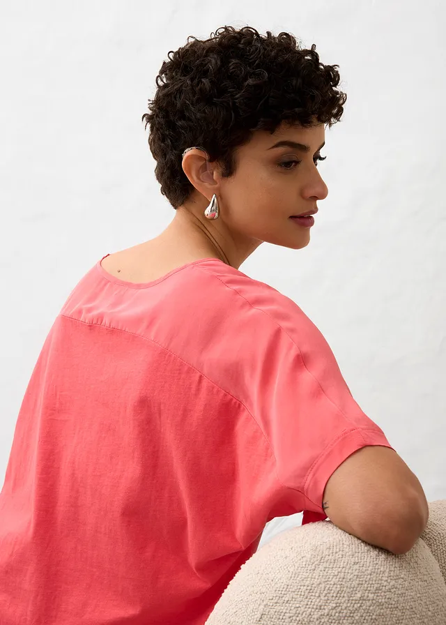 T-shirt avec soie et empiècement tissé • rose paradis • product-page.page-title-suffix