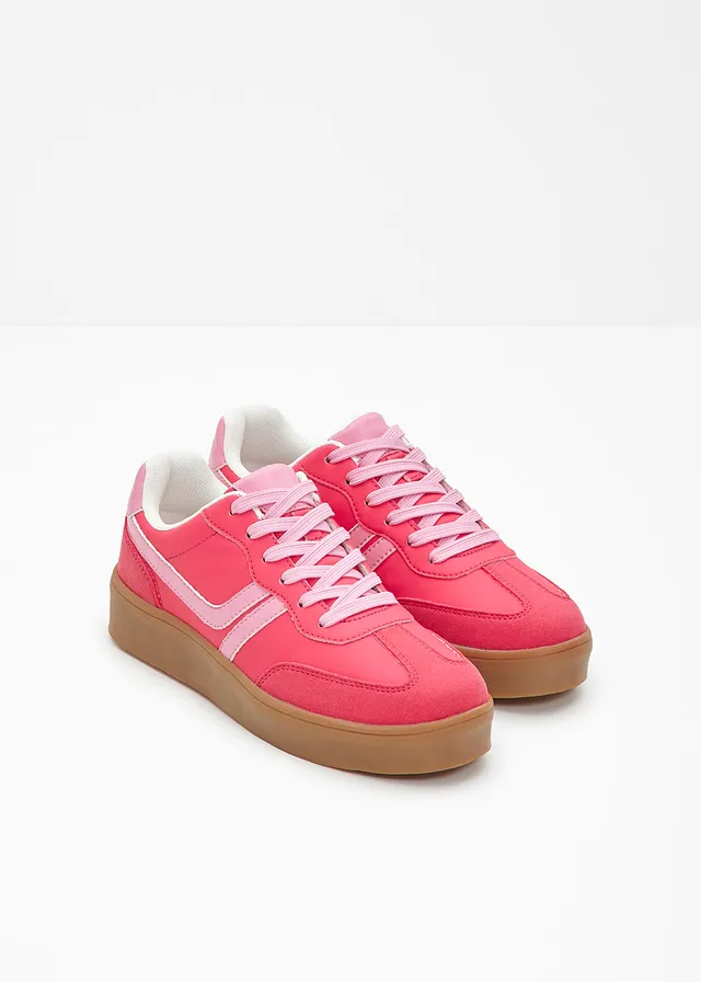 Tenisky na platformě, v retro stylu, barva: rajská pink-růžová