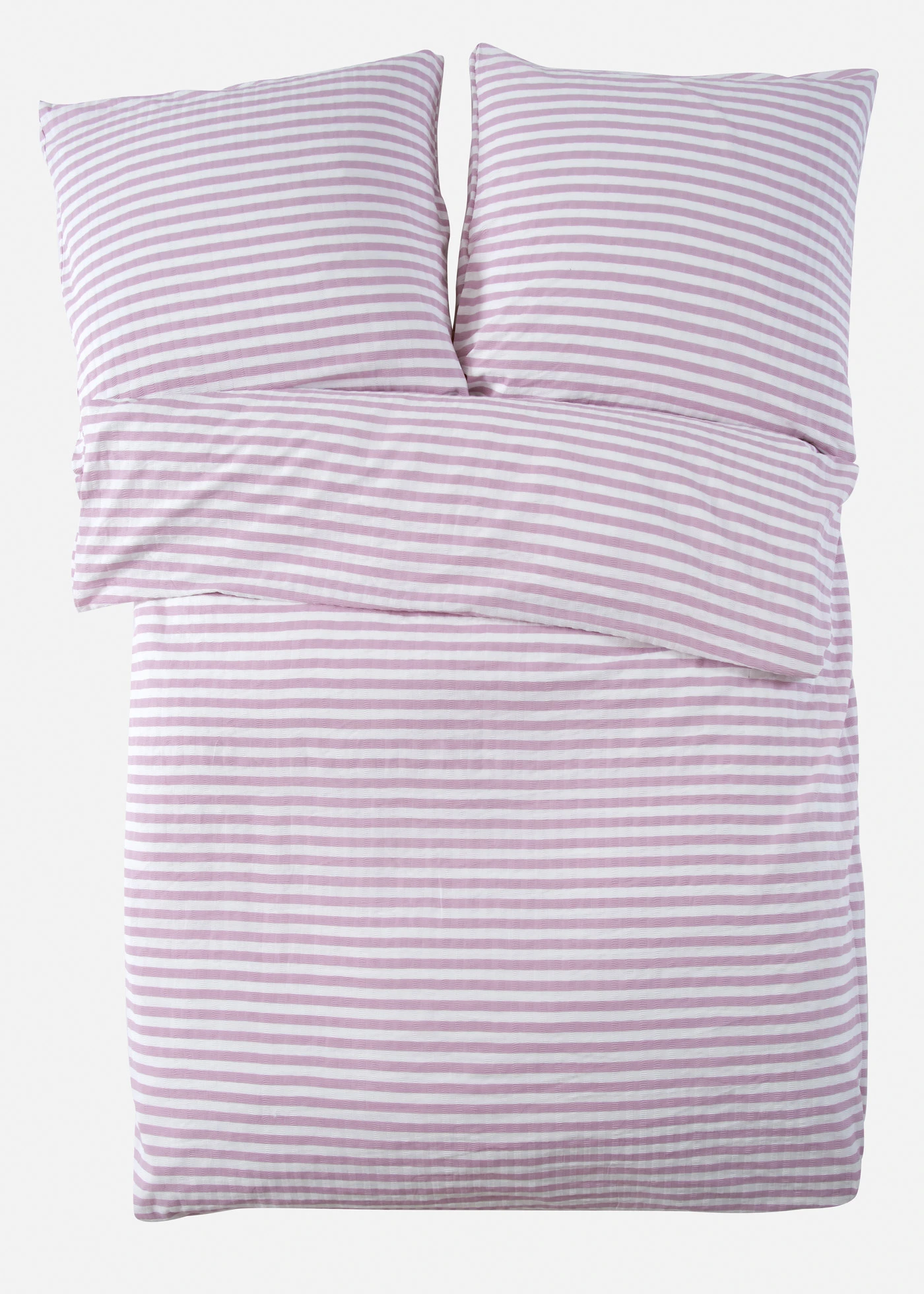 Lenjerie de pat din material seersucker • liliachiu-alb dungat • magazin bonprix