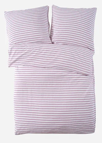 Dekbedovertrek van seersucker • lila-wit • bonprix online shop