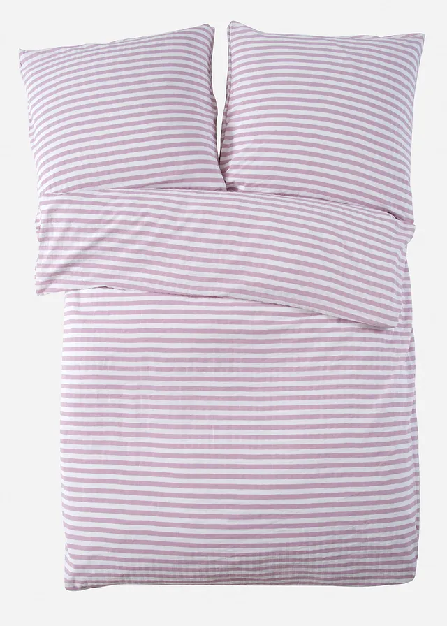 Dekbedovertrek van seersucker • lila-wit • bonprix online shop