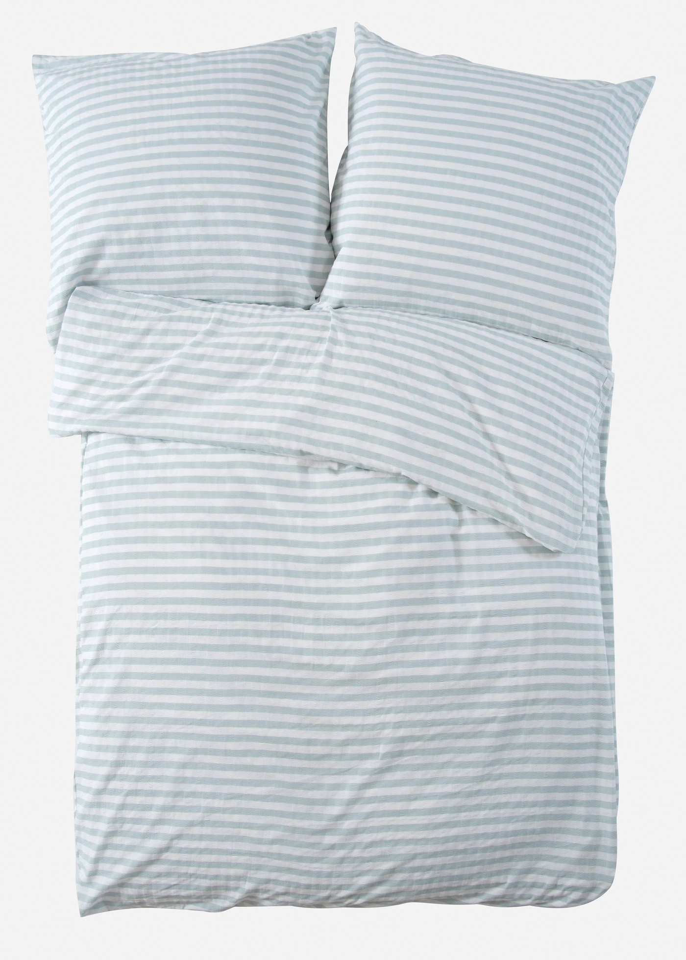 Lenjerie de pat din material seersucker • gri-verde-alb • magazin bonprix