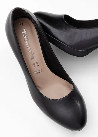 Pantofi Tamaris cu toc înalt, din piele • negru • magazin bonprix