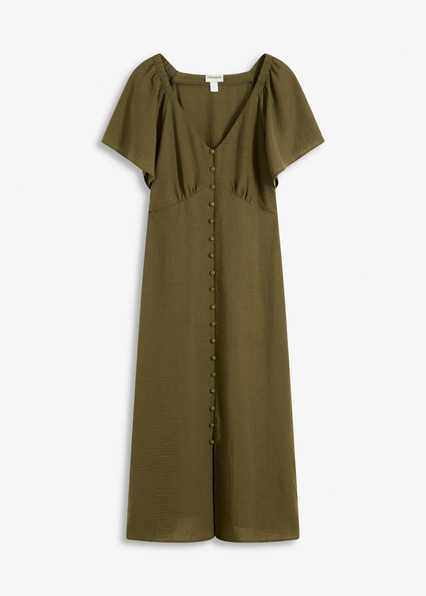 Midi jurk in linnen look • donkerolijfgroen • bonprix online shop