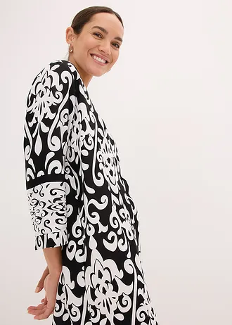 Tuniekjurk van soepele viscose • zwart-wit gedessineerd • bonprix online shop