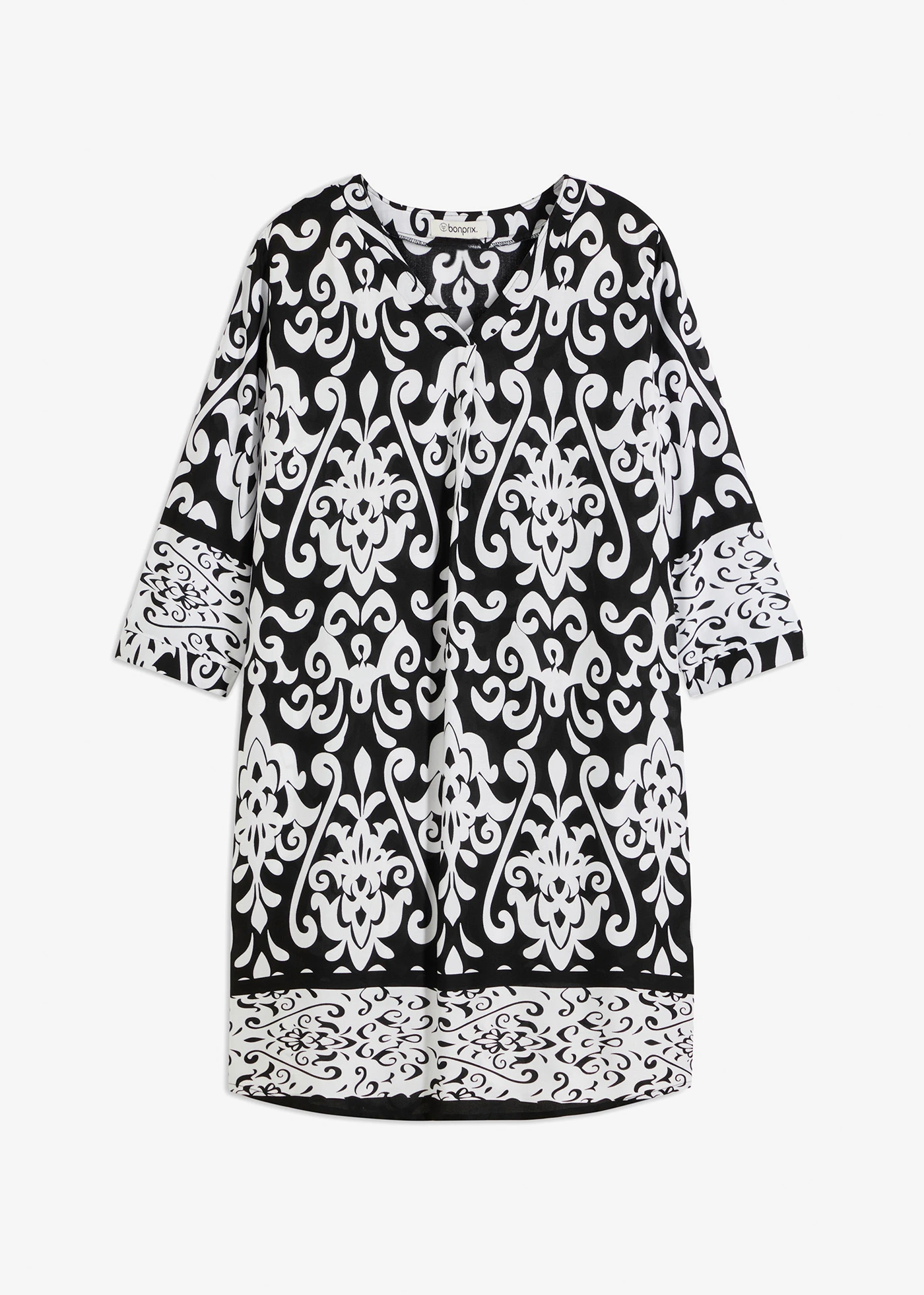 Tuniekjurk van soepele viscose • zwart-wit gedessineerd • bonprix online shop