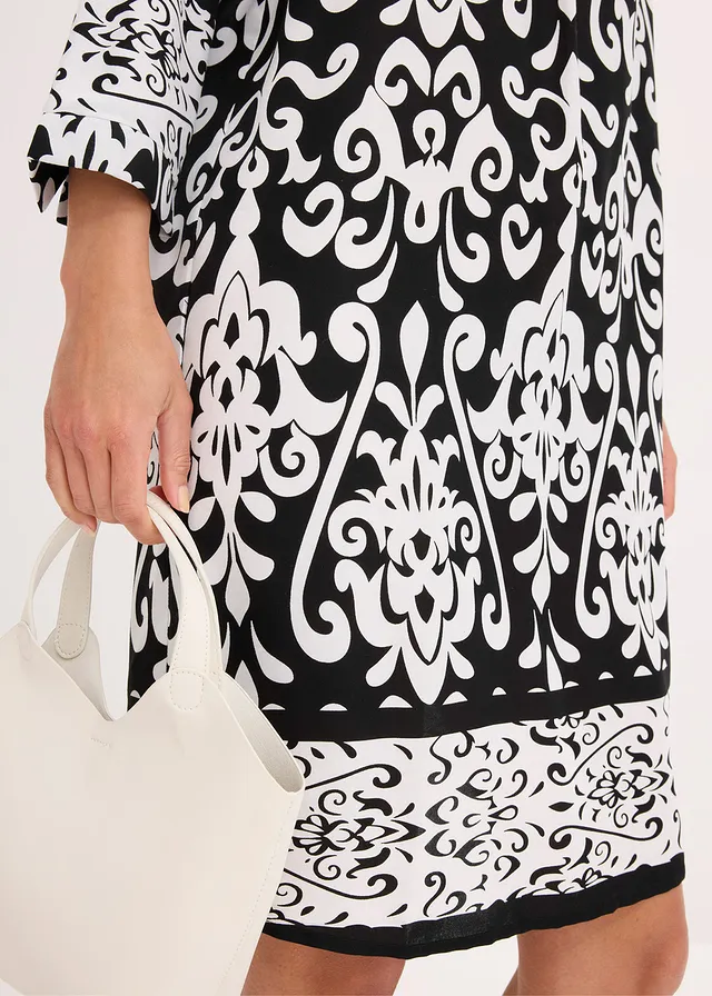 Tuniekjurk van soepele viscose • zwart/wit gedessineerd • product-page.page-title-suffix
