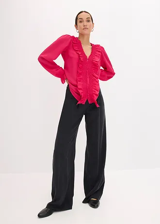 Blouse met volants • donkerpink • bonprix online shop