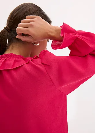 Blouse met volants • donkerpink • bonprix online shop