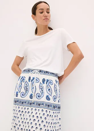 Fustă maxi din bumbac 100% • albastru nocturn-alb cu imprimeu • magazin bonprix