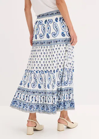 Fustă maxi din bumbac 100% • albastru nocturn-alb cu imprimeu • magazin bonprix